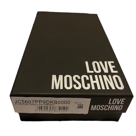 LOVE MOSCHINO Portafogli Pu Nero Zip Around Wallet - Picture 8 of 10